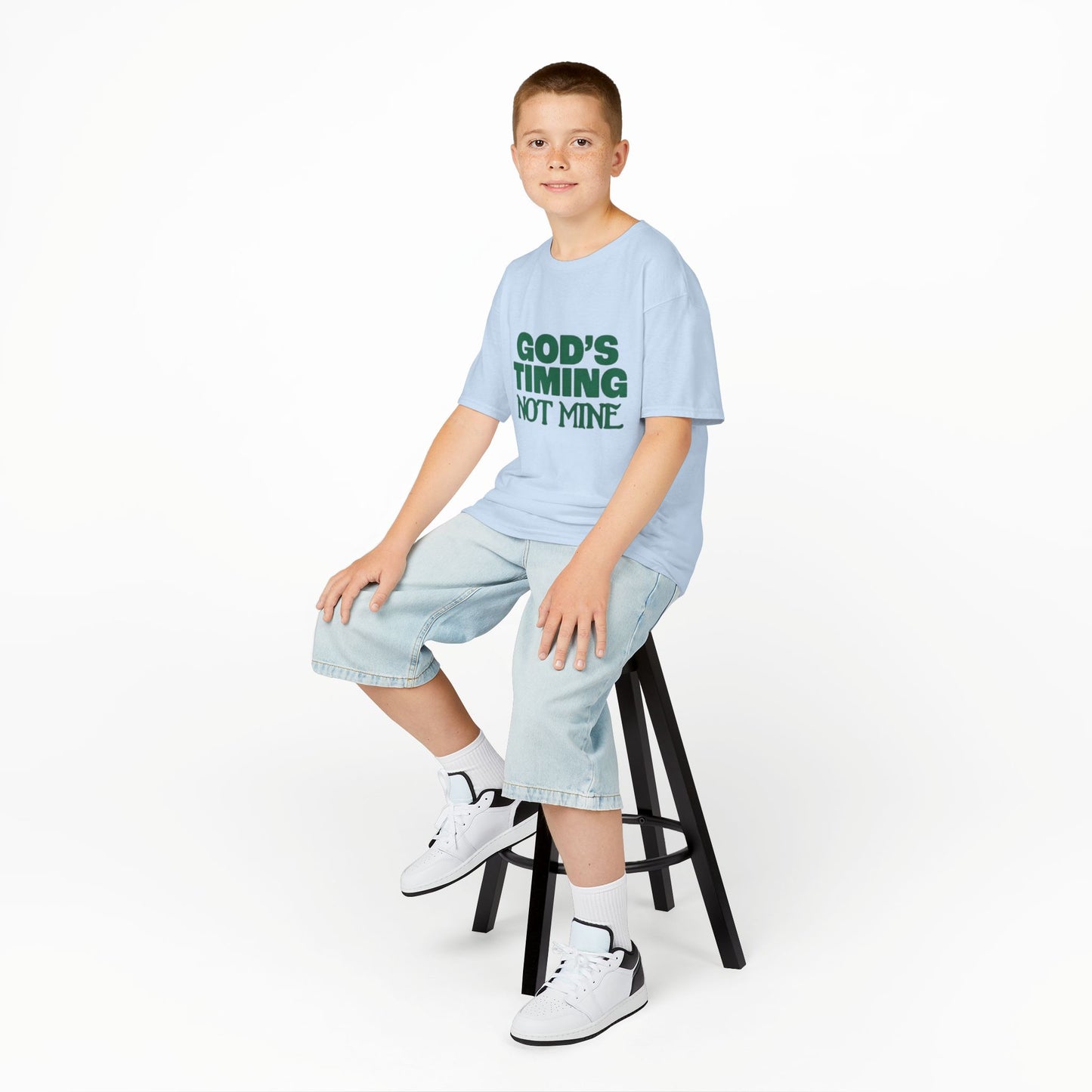 Kids Tee - 'God's Timing Not Mine' - Motivational Faith-Based Apparel