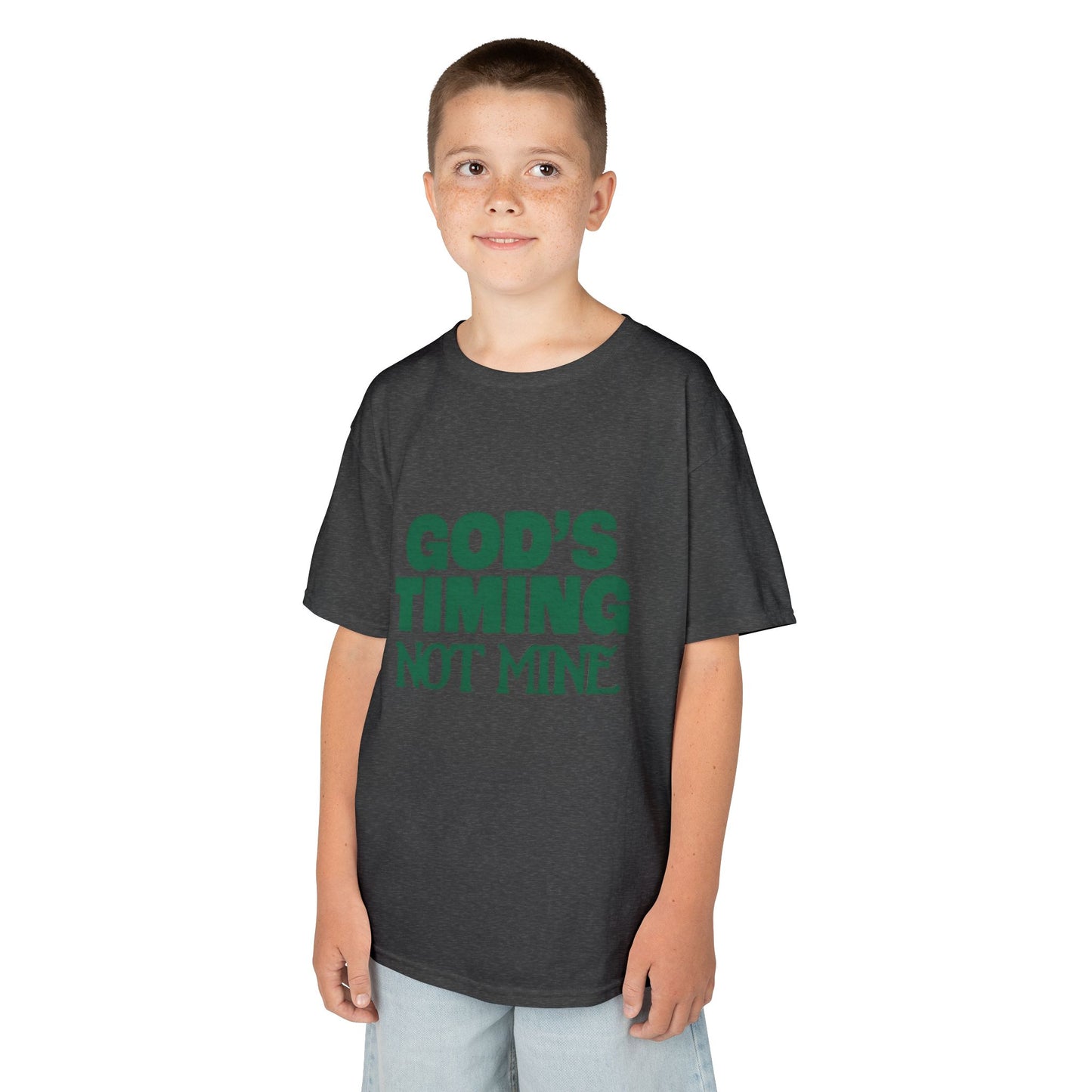 Kids Tee - 'God's Timing Not Mine' - Motivational Faith-Based Apparel