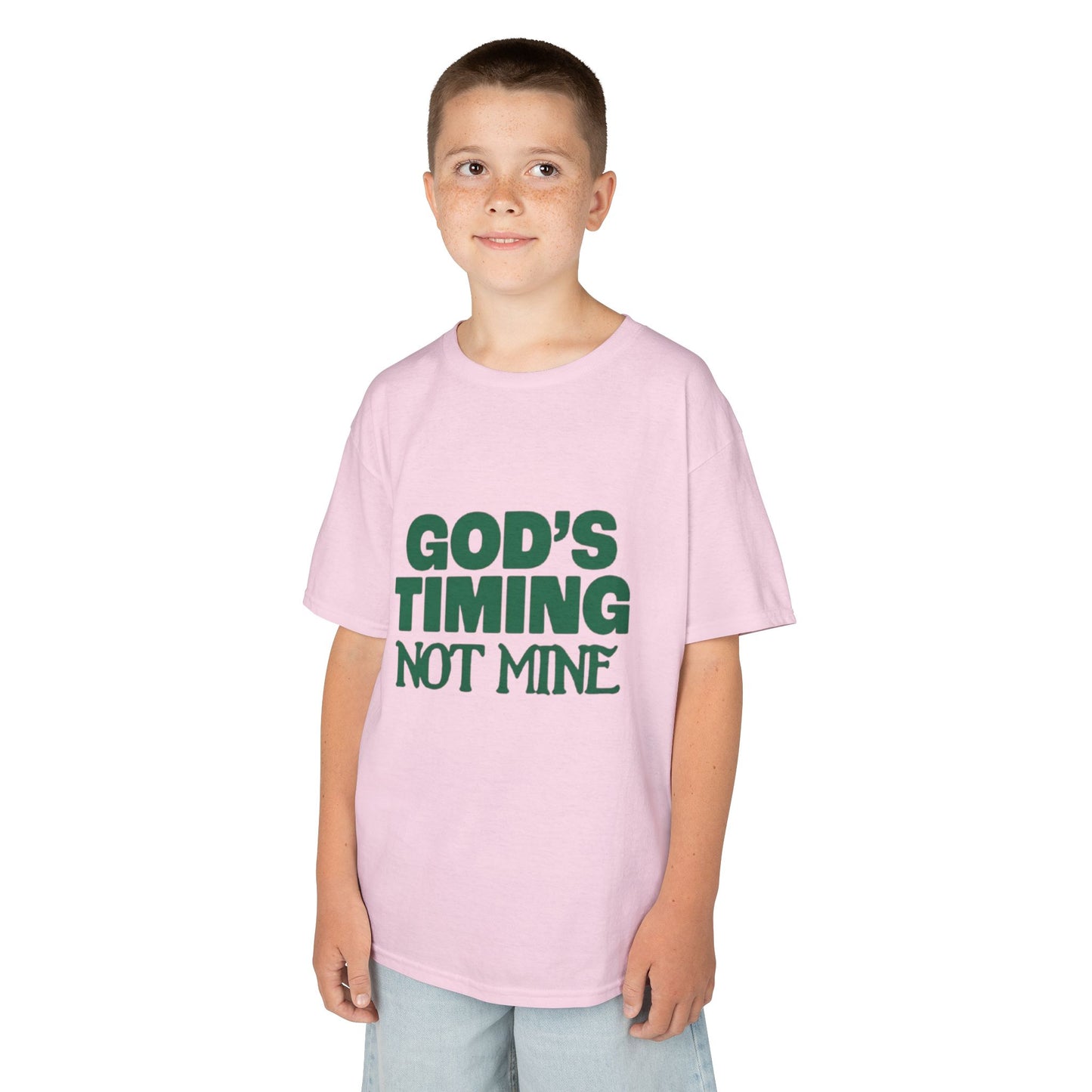 Kids Tee - 'God's Timing Not Mine' - Motivational Faith-Based Apparel
