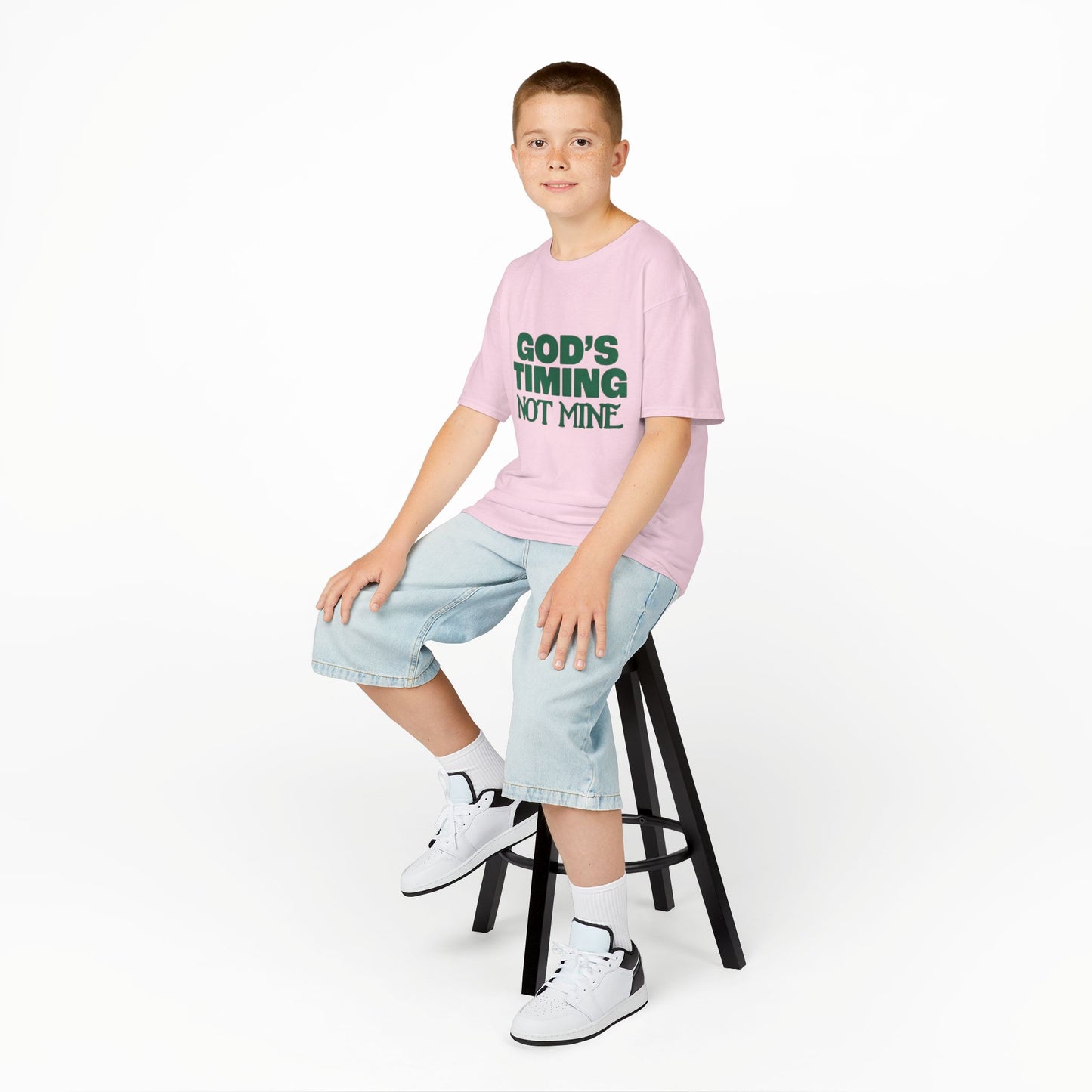 Kids Tee - 'God's Timing Not Mine' - Motivational Faith-Based Apparel