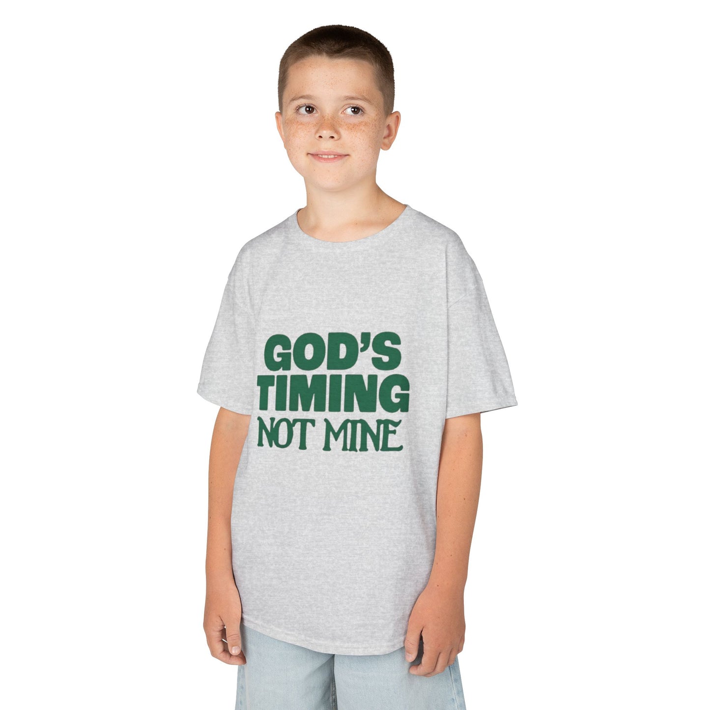 Kids Tee - 'God's Timing Not Mine' - Motivational Faith-Based Apparel