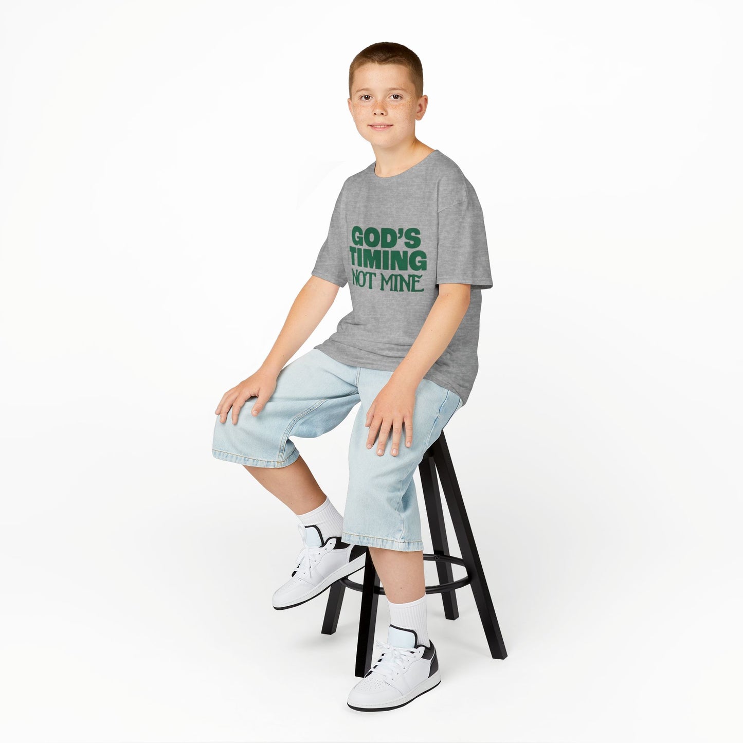 Kids Tee - 'God's Timing Not Mine' - Motivational Faith-Based Apparel
