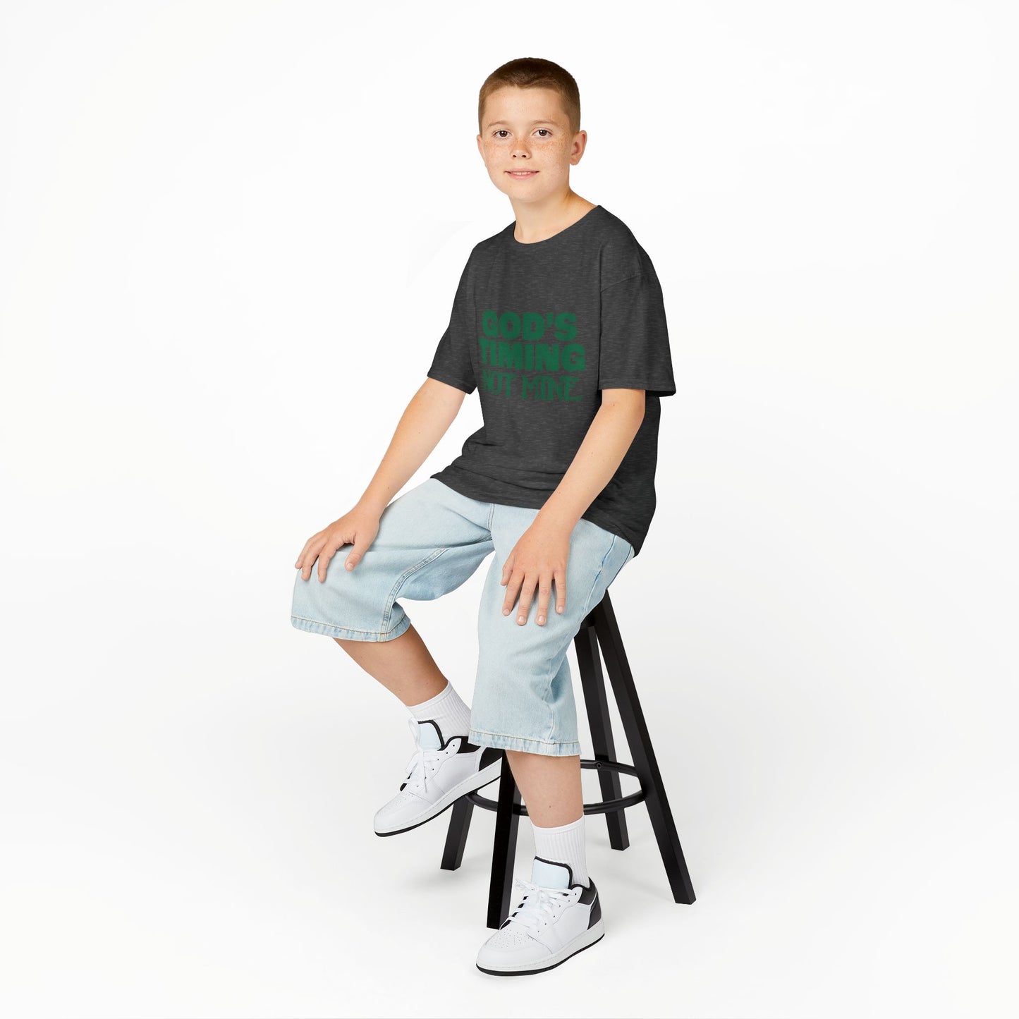 Kids Tee - 'God's Timing Not Mine' - Motivational Faith-Based Apparel