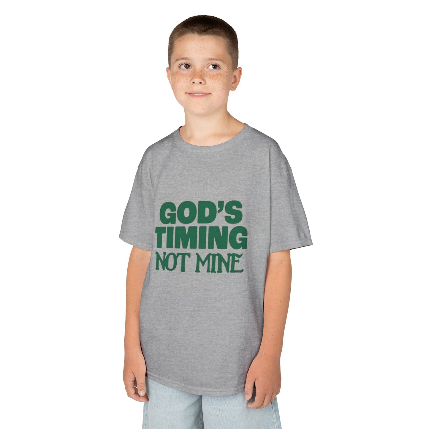 Kids Tee - 'God's Timing Not Mine' - Motivational Faith-Based Apparel